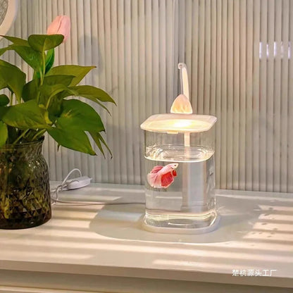 Pecera de Cristal Ultra Transparente 🐠 – Acuario de Sobremesa Minimalista para Betta