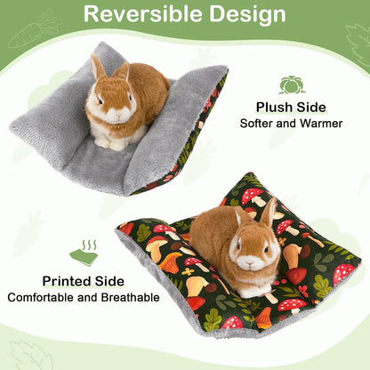 Cama Reversible Acolchada 🐰 – Cojín Lavable Doble Cara de Peluche para Conejos