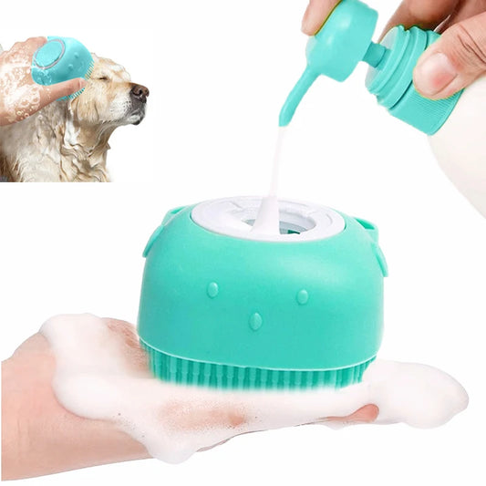 Cepillo Masajeador de Silicona 💆 – Para el Baño de Perros y Gatos