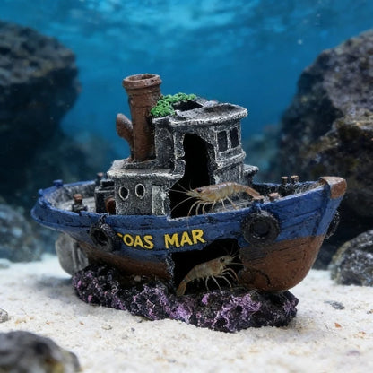 Barco Pirata Hundido ⚓ – Decoración de Resina para Acuario