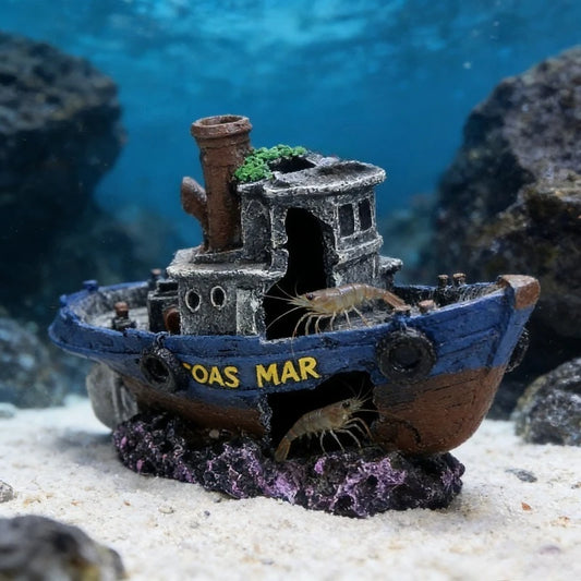 Barco Pirata Hundido - Decoración de Resina para Acuario