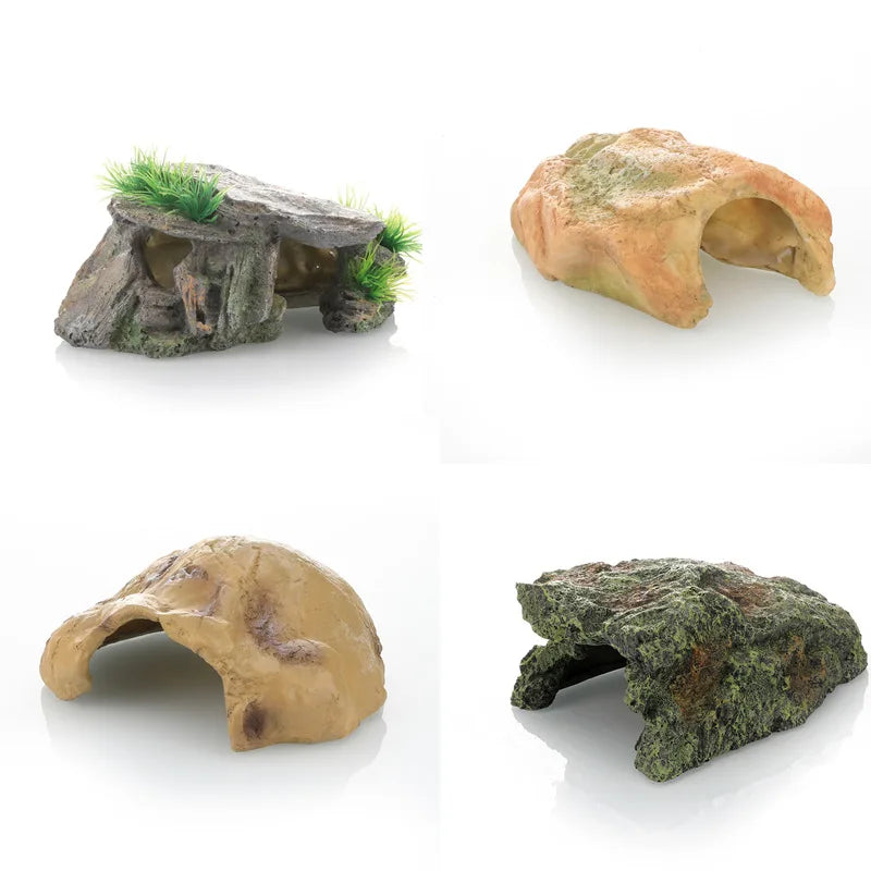 Cueva Escondite para Reptiles con Plataforma para Trepar y Tomar el Sol - Decoración para Tortugas y Acuaterrarios