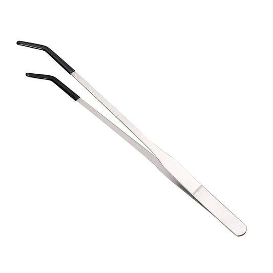 Pinzas Antideslizantes de Acero Inoxidable para Acuario - Punta Curva para Alimentar Reptiles